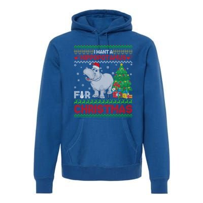 I Want A Hippopotamus For Christmas Hippo Pajamas Ugly Gift Premium Hoodie