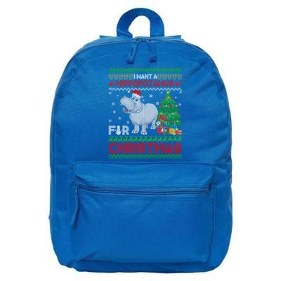 I Want A Hippopotamus For Christmas Hippo Pajamas Ugly Gift 16 in Basic Backpack