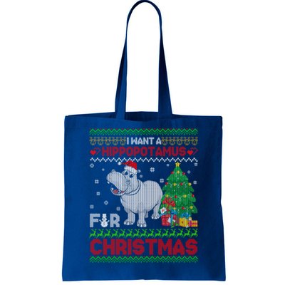 I Want A Hippopotamus For Christmas Hippo Pajamas Ugly Gift Tote Bag