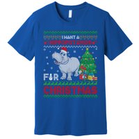 I Want A Hippopotamus For Christmas Hippo Pajamas Ugly Gift Premium T-Shirt