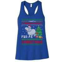 I Want A Hippopotamus For Christmas Hippo Pajamas Ugly Gift Women's Racerback Tank