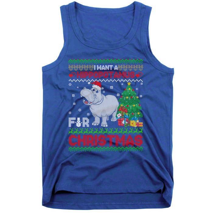 I Want A Hippopotamus For Christmas Hippo Pajamas Ugly Gift Tank Top