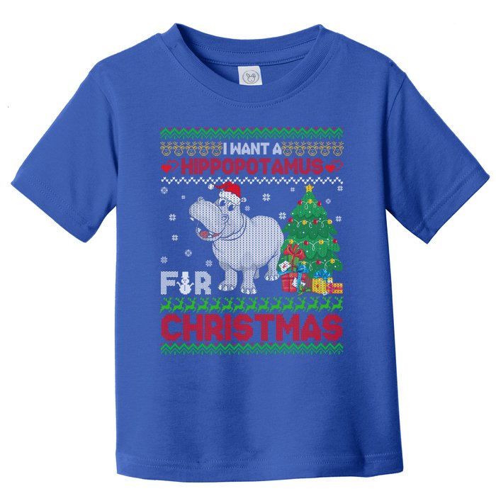 I Want A Hippopotamus For Christmas Hippo Pajamas Ugly Gift Toddler T-Shirt