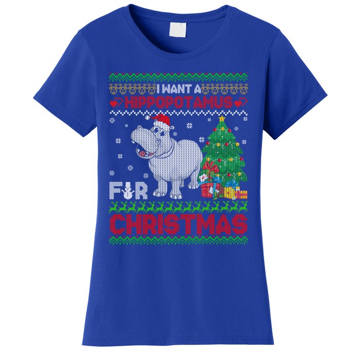 I Want A Hippopotamus For Christmas Hippo Pajamas Ugly Gift Women's T-Shirt