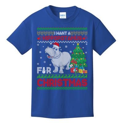 I Want A Hippopotamus For Christmas Hippo Pajamas Ugly Gift Kids T-Shirt