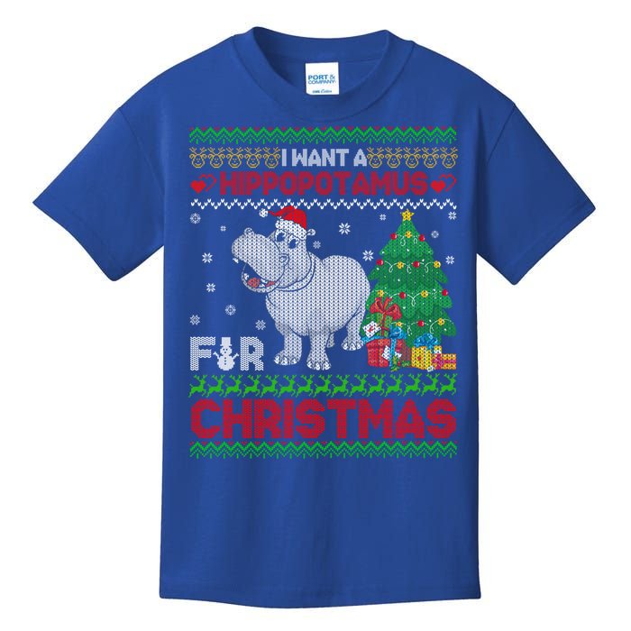 I Want A Hippopotamus For Christmas Hippo Pajamas Ugly Gift Kids T-Shirt