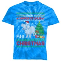 I Want A Hippopotamus For Christmas Hippo Pajamas Ugly Gift Kids Tie-Dye T-Shirt