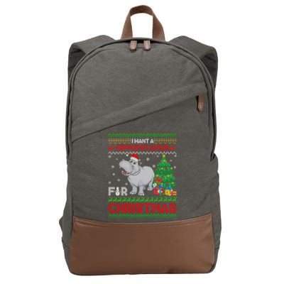 I Want A Hippopotamus For Christmas Hippo Pajamas Ugly Gift Cotton Canvas Backpack