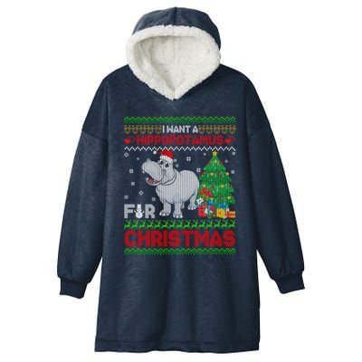 I Want A Hippopotamus For Christmas Hippo Pajamas Ugly Gift Hooded Wearable Blanket