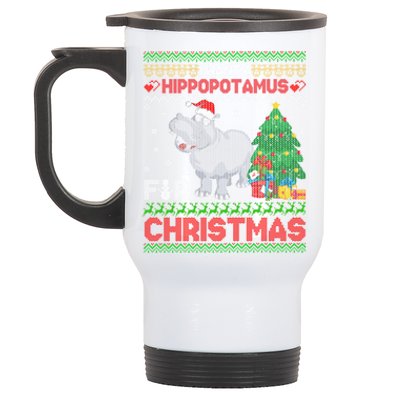 I Want A Hippopotamus For Christmas Hippo Pajamas Ugly Gift Stainless Steel Travel Mug