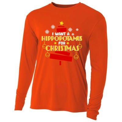 I Want A Hippopotamus For Christmas Xmas Hippo Gift Cooling Performance Long Sleeve Crew