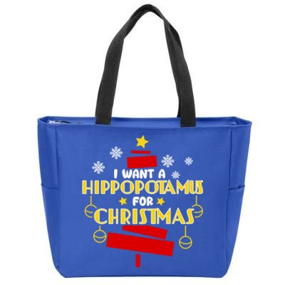 I Want A Hippopotamus For Christmas Xmas Hippo Gift Zip Tote Bag