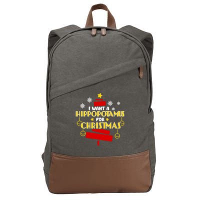 I Want A Hippopotamus For Christmas Xmas Hippo Gift Cotton Canvas Backpack