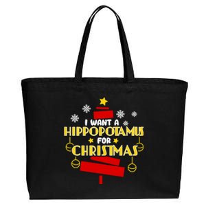 I Want A Hippopotamus For Christmas Xmas Hippo Gift Cotton Canvas Jumbo Tote