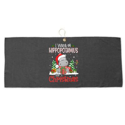 I Want A Hippopotamus For Christmas Xmas Hippo Large Microfiber Waffle Golf Towel