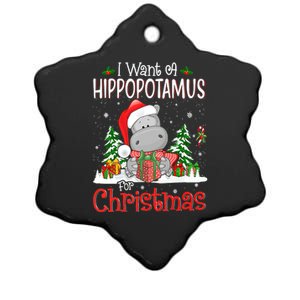 I Want A Hippopotamus For Christmas Xmas Hippo Ceramic Star Ornament