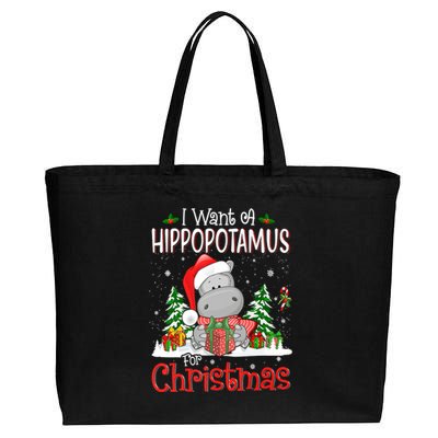 I Want A Hippopotamus For Christmas Xmas Hippo Cotton Canvas Jumbo Tote