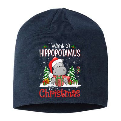 I Want A Hippopotamus For Christmas Xmas Hippo Sustainable Beanie