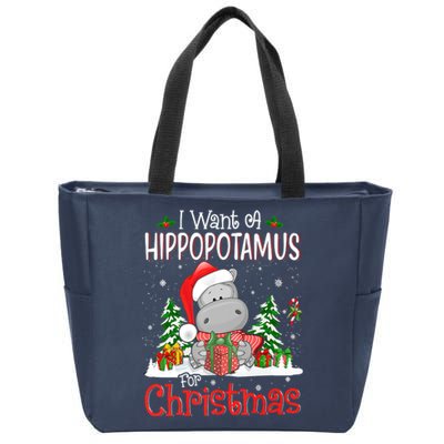 I Want A Hippopotamus For Christmas Xmas Hippo Zip Tote Bag