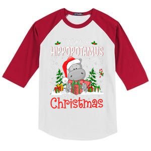 I Want A Hippopotamus For Christmas Xmas Hippo Kids Colorblock Raglan Jersey