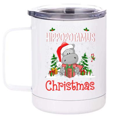 I Want A Hippopotamus For Christmas Xmas Hippo 12 oz Stainless Steel Tumbler Cup