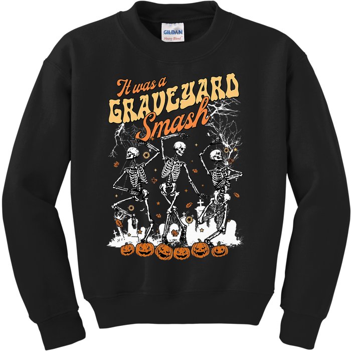 It Was A Graveyard Smash Skeleton Spooky Season Halloween Kids Sweatshirt