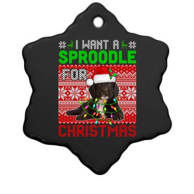 I Want A Sproodle For Christmas Santa Dog Lover Owner Meaningful Gift Ceramic Star Ornament