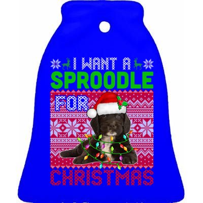 I Want A Sproodle For Christmas Santa Dog Lover Owner Meaningful Gift Ceramic Bell Ornament