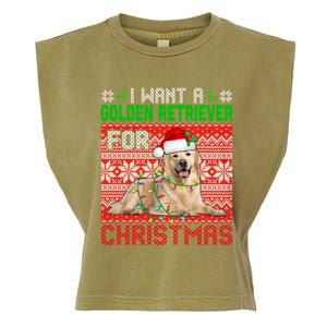 I Want A Golden Retriever For Christmas Santa Dog Lover Gift Garment-Dyed Women's Muscle Tee