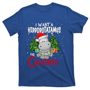 I Want A Hippopotamus For Christmas Santa Hat Fun Xmas Hippo Gift T-Shirt