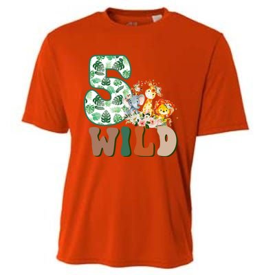 Im Wild And 5 Birthday Safari Jungle Zoo 5th Bday Fifth Gift Cooling Performance Crew T-Shirt