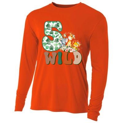 Im Wild And 5 Birthday Safari Jungle Zoo 5th Bday Fifth Gift Cooling Performance Long Sleeve Crew