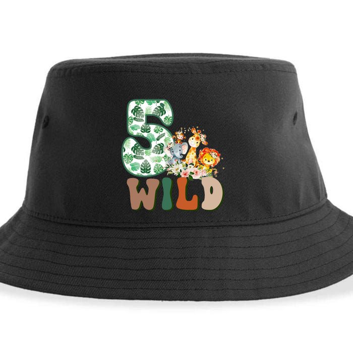 Im Wild And 5 Birthday Safari Jungle Zoo 5th Bday Fifth Gift Sustainable Bucket Hat