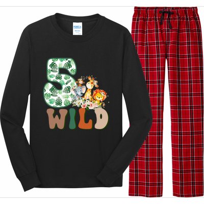 Im Wild And 5 Birthday Safari Jungle Zoo 5th Bday Fifth Gift Long Sleeve Pajama Set