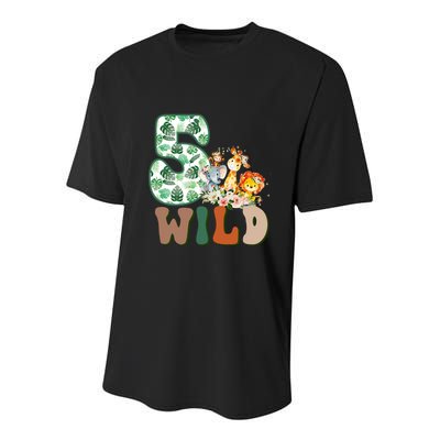 Im Wild And 5 Birthday Safari Jungle Zoo 5th Bday Fifth Gift Youth Performance Sprint T-Shirt