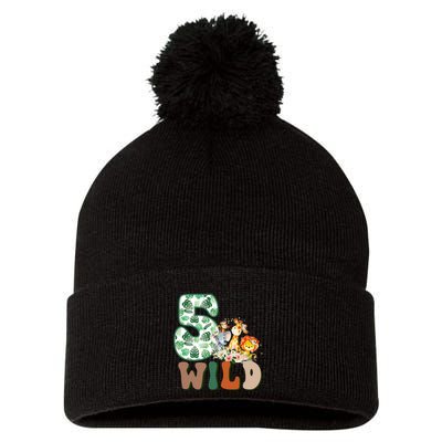 Im Wild And 5 Birthday Safari Jungle Zoo 5th Bday Fifth Gift Pom Pom 12in Knit Beanie
