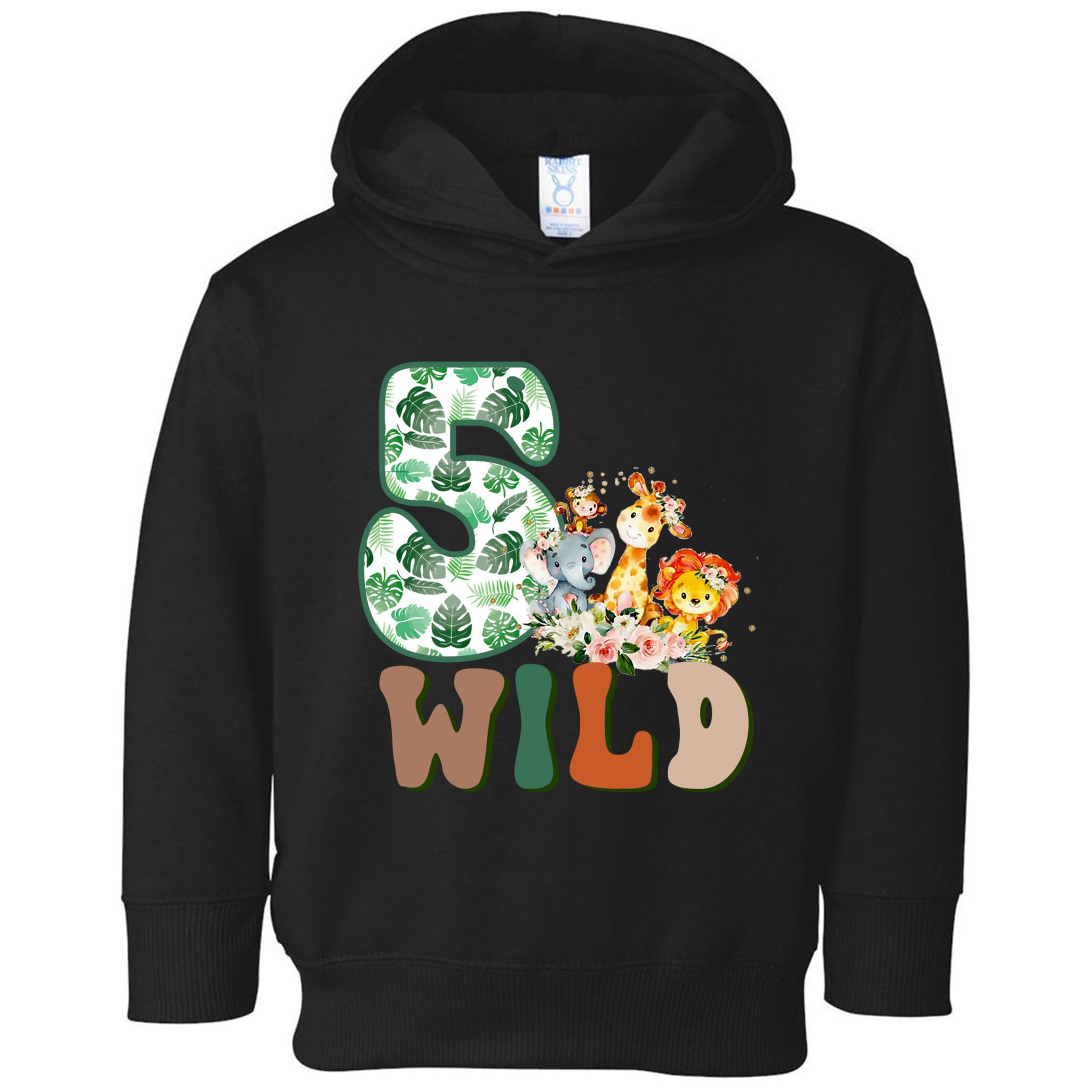 Im Wild And 5 Birthday Safari Jungle Zoo 5th Bday Fifth Gift Toddler Hoodie