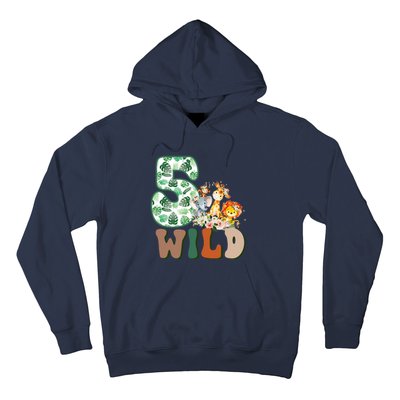 Im Wild And 5 Birthday Safari Jungle Zoo 5th Bday Fifth Gift Hoodie