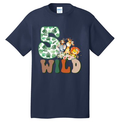 Im Wild And 5 Birthday Safari Jungle Zoo 5th Bday Fifth Gift Tall T-Shirt