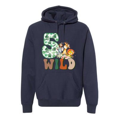 Im Wild And 5 Birthday Safari Jungle Zoo 5th Bday Fifth Gift Premium Hoodie