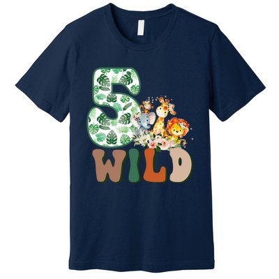 Im Wild And 5 Birthday Safari Jungle Zoo 5th Bday Fifth Gift Premium T-Shirt