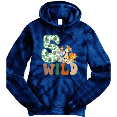 Im Wild And 5 Birthday Safari Jungle Zoo 5th Bday Fifth Gift Tie Dye Hoodie