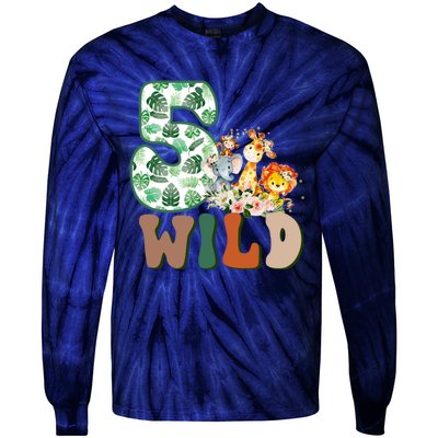 Im Wild And 5 Birthday Safari Jungle Zoo 5th Bday Fifth Gift Tie-Dye Long Sleeve Shirt