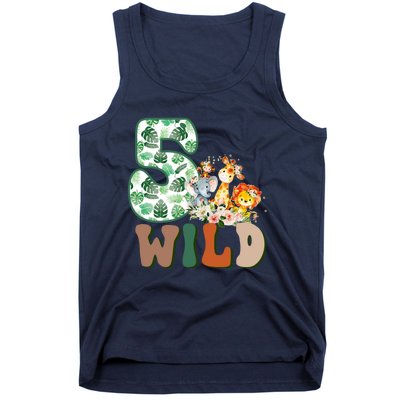 Im Wild And 5 Birthday Safari Jungle Zoo 5th Bday Fifth Gift Tank Top