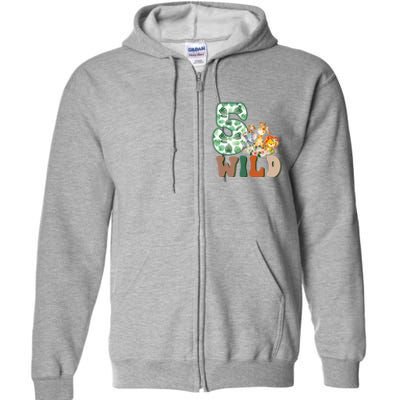 Im Wild And 5 Birthday Safari Jungle Zoo 5th Bday Fifth Gift Full Zip Hoodie