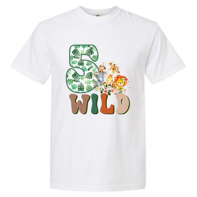 Im Wild And 5 Birthday Safari Jungle Zoo 5th Bday Fifth Gift Garment-Dyed Heavyweight T-Shirt