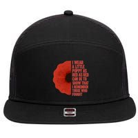 I Wear a Little Poppy 7 Panel Mesh Trucker Snapback Hat