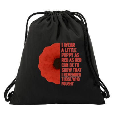 I Wear a Little Poppy Drawstring Bag