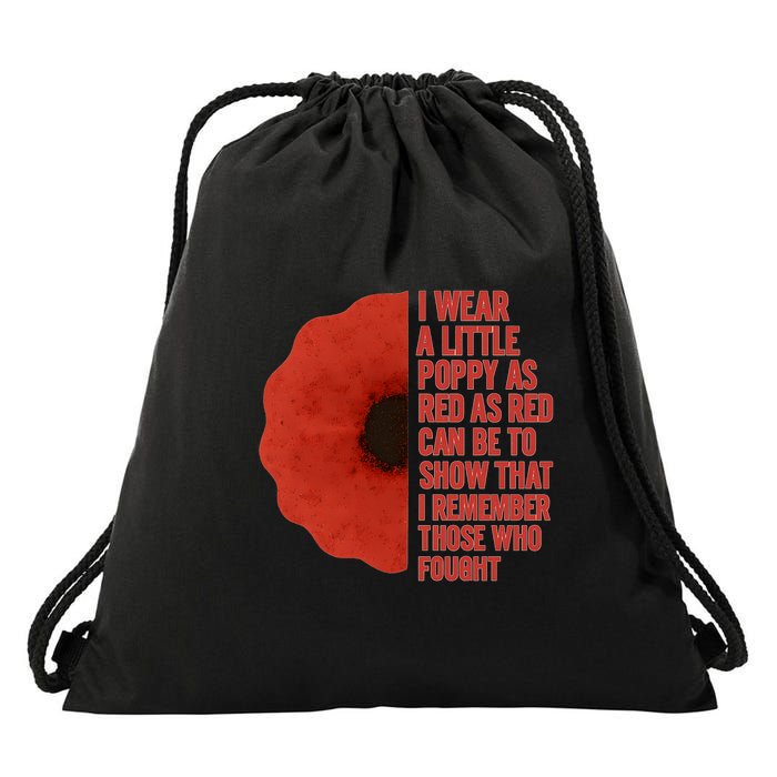 I Wear a Little Poppy Drawstring Bag