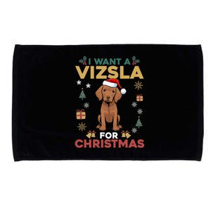 I Want A Vizsla For Christmas Cute Dog Lover Family Pajama Gift Microfiber Hand Towel